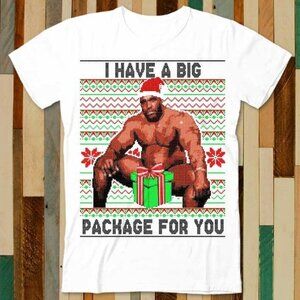 Barry Sitting On A Bed Big Package Ugly Christmas Xmas T Shirt Adult